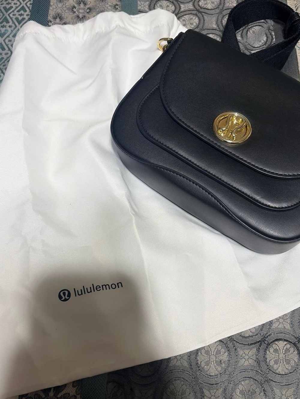 Lululemon Black Leather Crossbody Bag